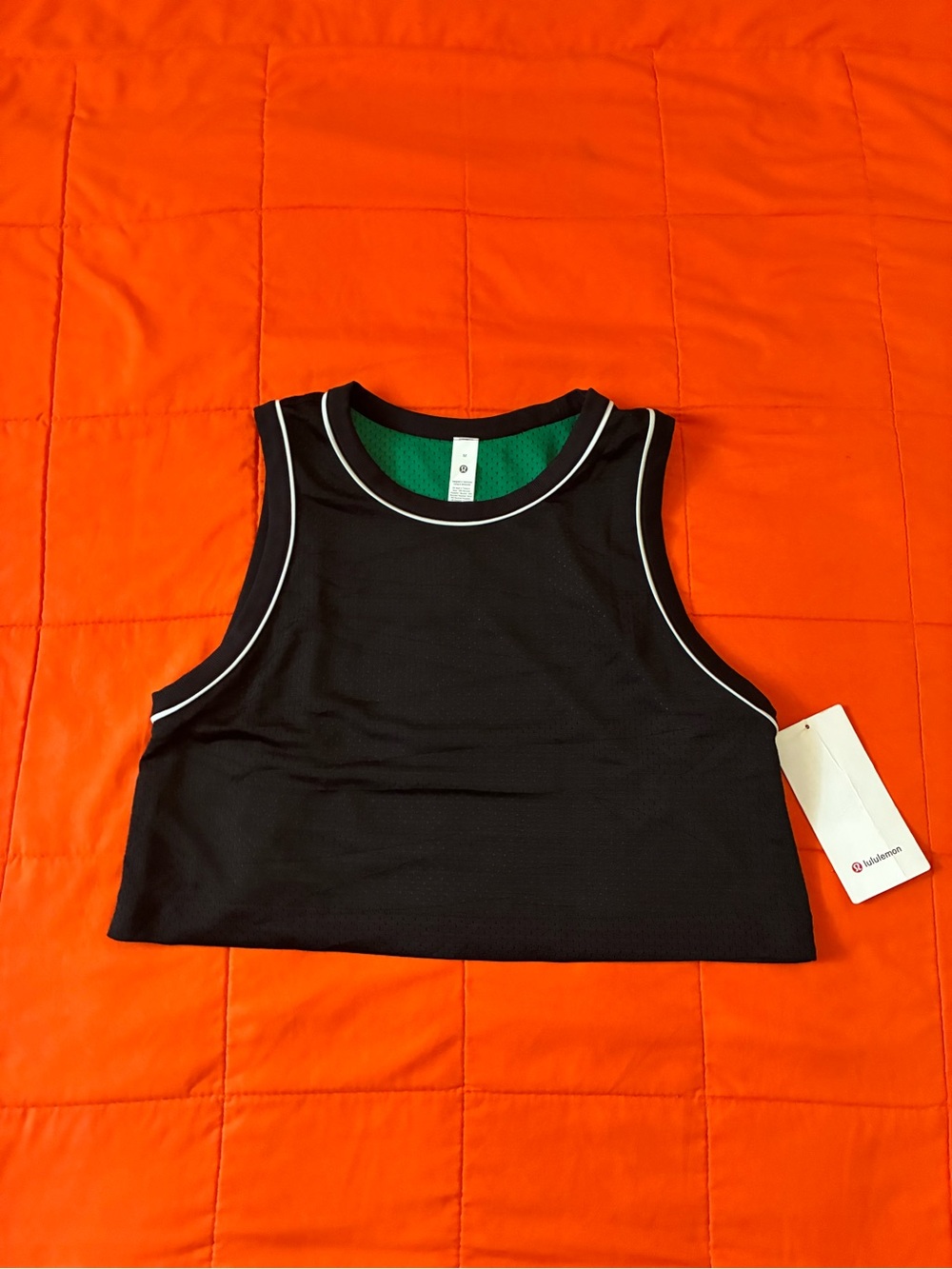 Lululemon Shirt M Double-Layered Mesh Reversible Tank Top Black / Raceway Green